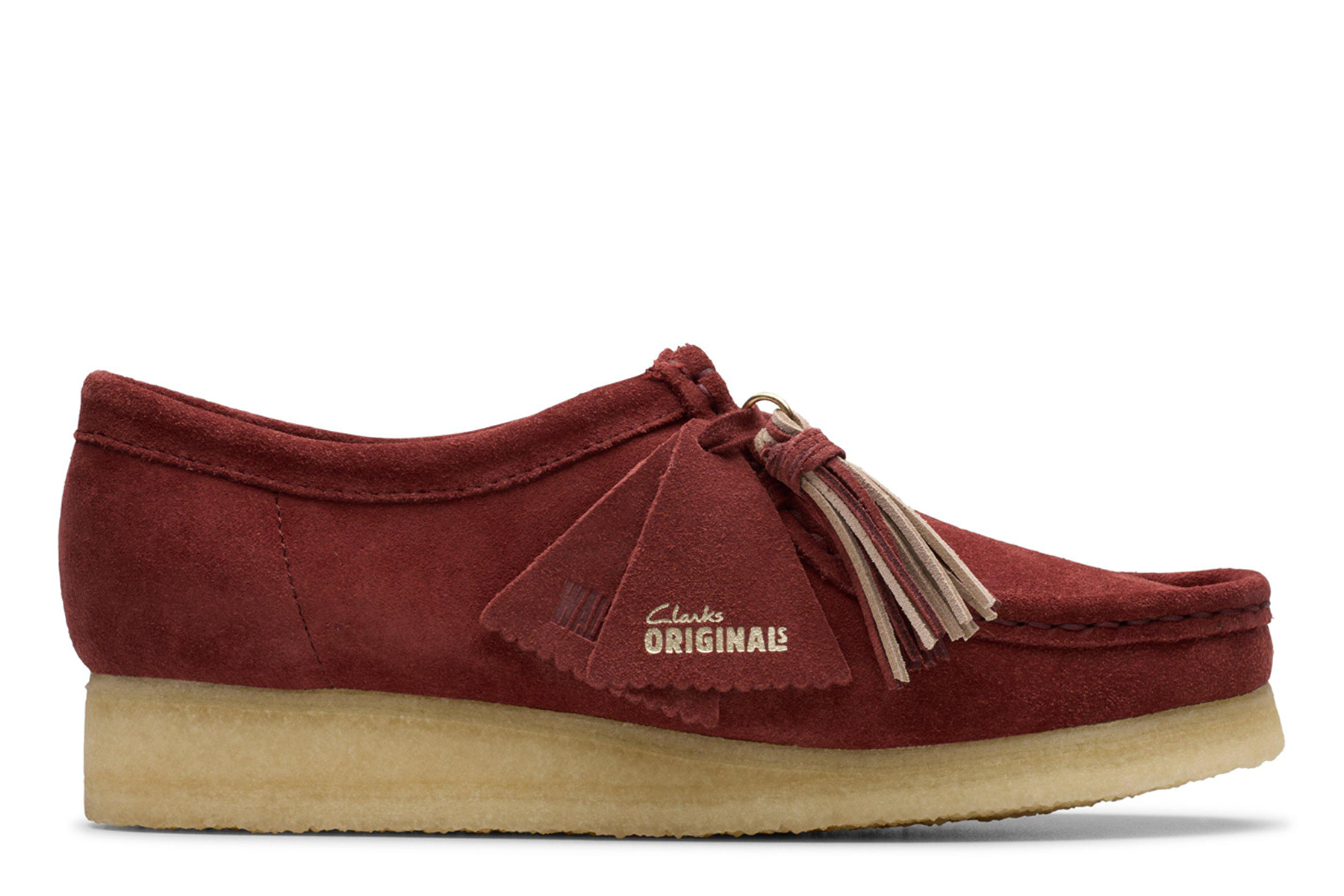 Clarks wallabee burgundy suede online