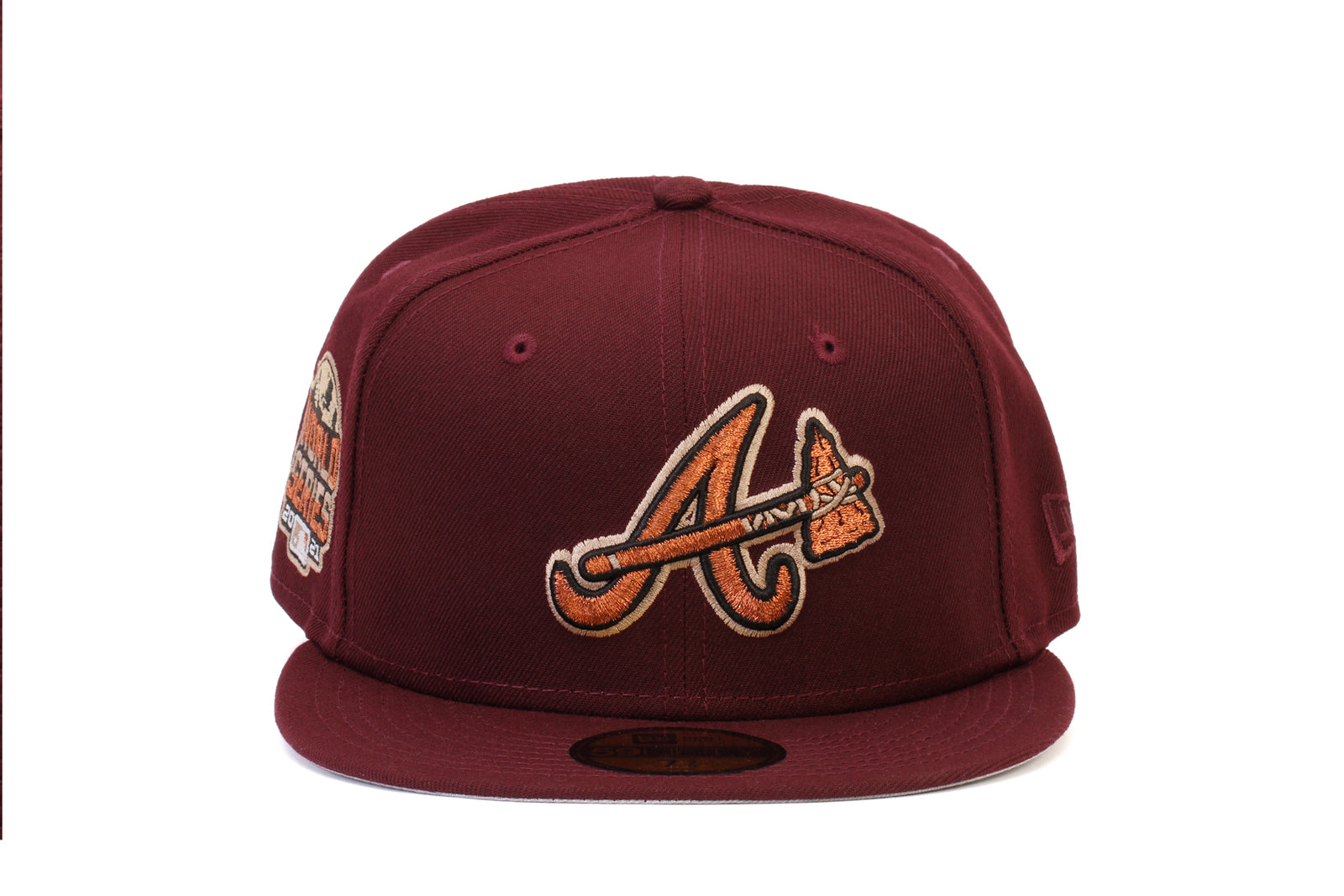 Atlanta Braves World Series 2021 Gold Patch New Era 59FIFTY Fitted Hat 7 3/4