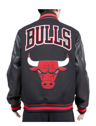 red and white chicago bulls varsity jacket