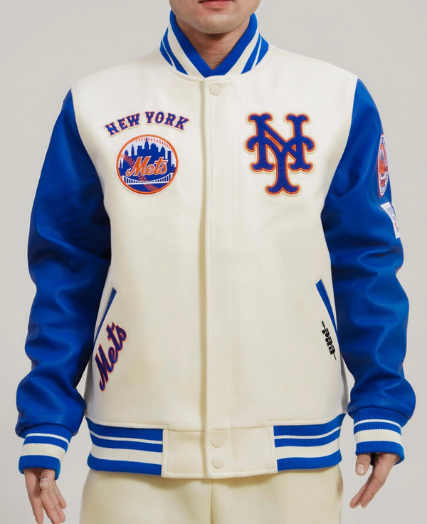 NEW YORK METS RETRO CLASSIC RIB WOOL VARSITY JACKET (ROYAL/ORANGE/ROYA –  Pro Standard