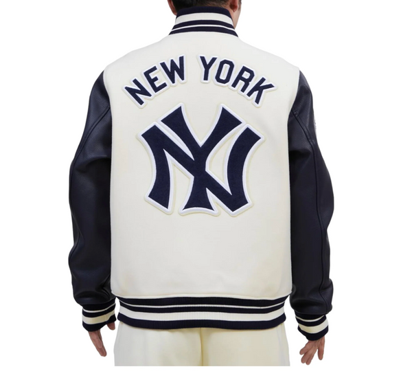 Pro Standard New York Yankees Retro Classic Rib Wool Varsity Jacket 2XL / Eggshell/ Navy / Varsity Jacket