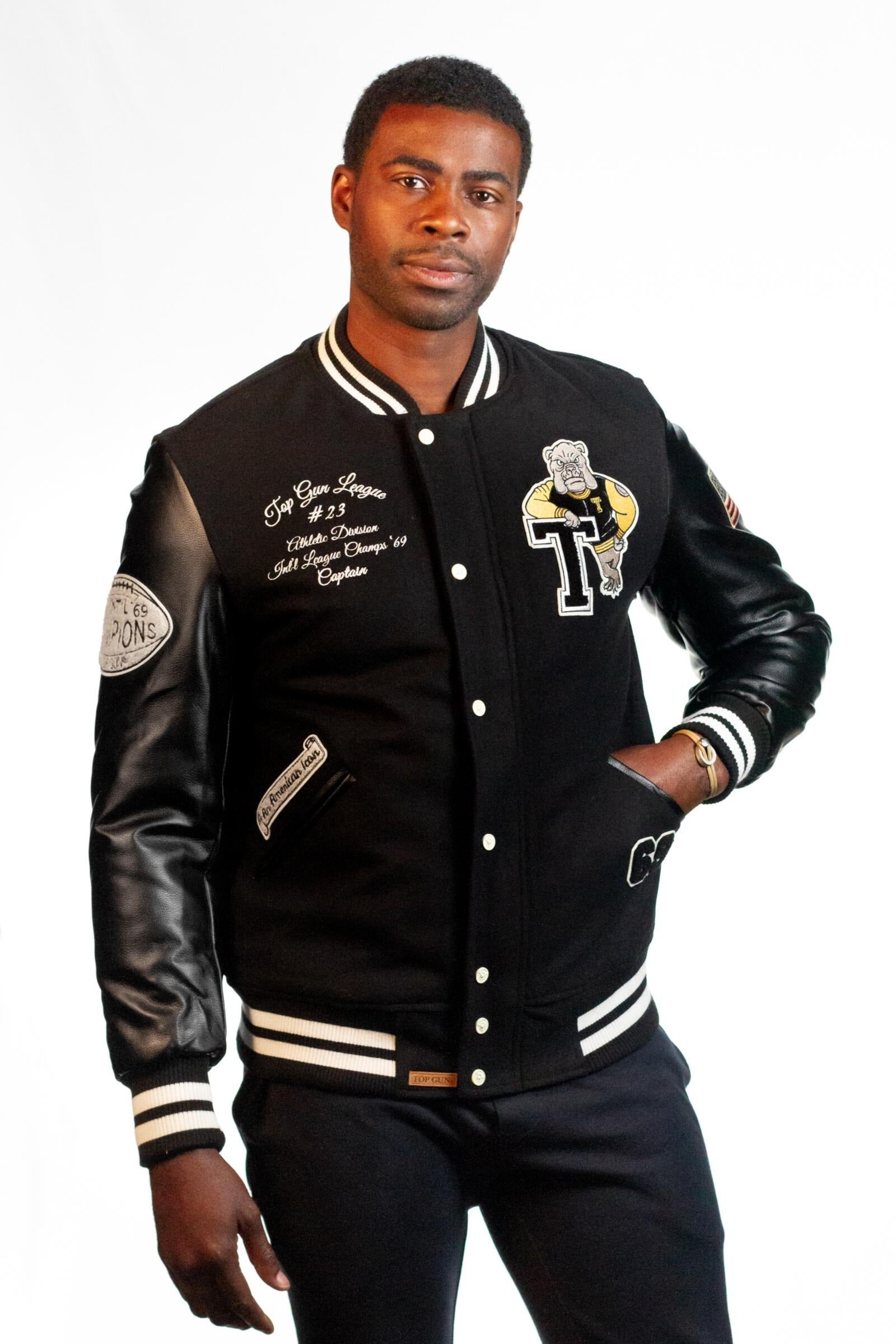 Top Gun Tiger Varsity Jacket Black, Men's, Size: 2XL